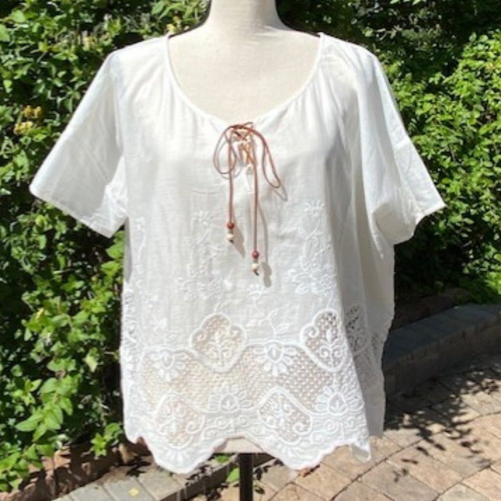 White Lace Trim Top